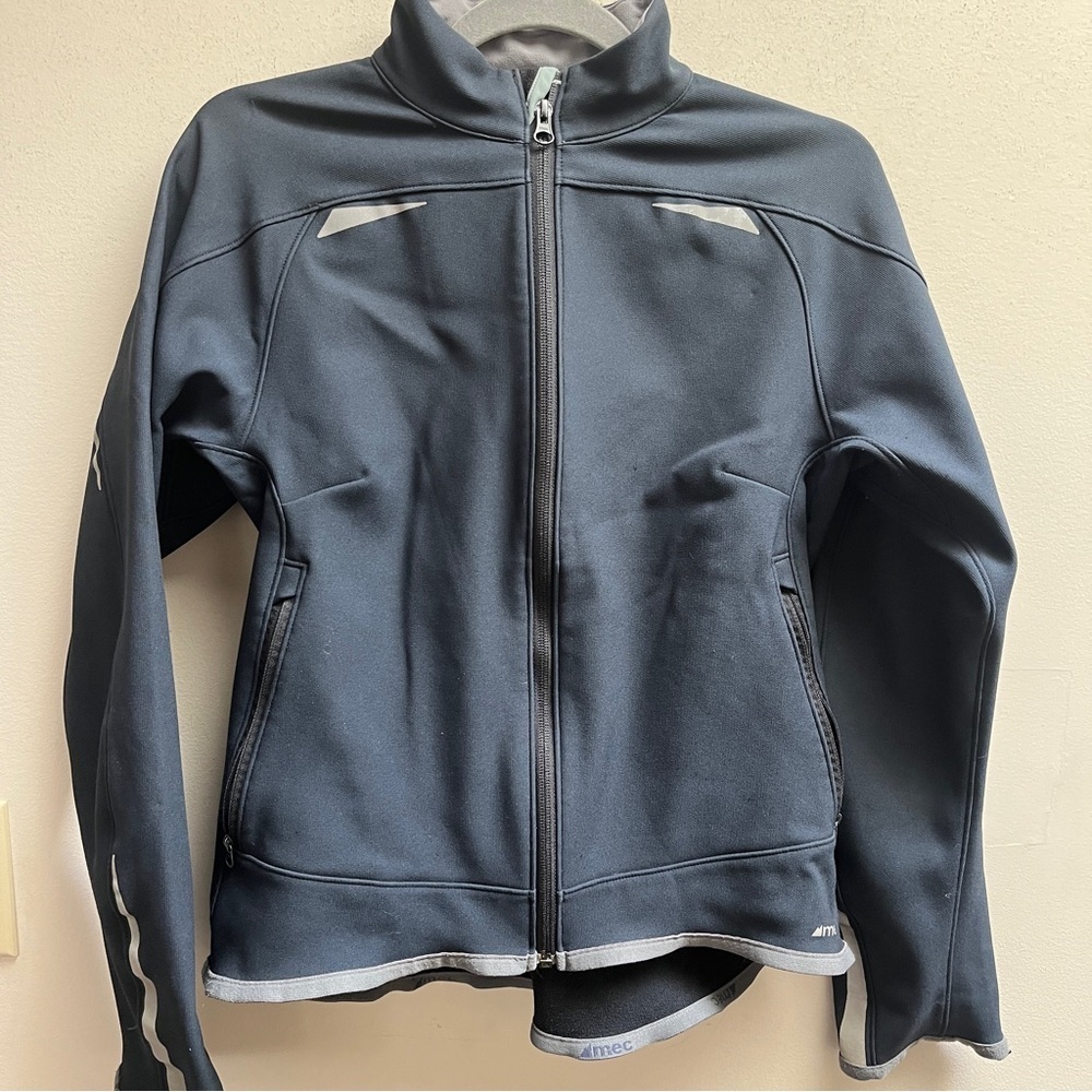 MEC Black Full-Zip Reflective Cycling Jacket Sz S